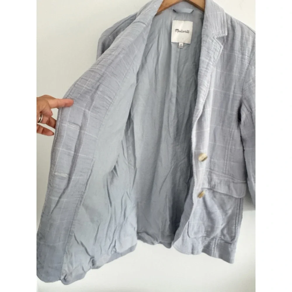 Madewell Blazer Cotton-Linen Relaxed Larsen Blazer in Windowpane size XS oversiz
